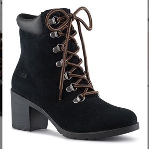 Cougar Angie Waterproof Black Suede Heeled Booties Size 7M